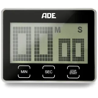 ADE TD1203 Digitaler Küchentimer TD 1203 mit extra großem XL LCD-Display. Elektronischer Kurzzeitmesser mit Countdown und Stoppuhr, Sensor-Tasten, Standfuß und Magnet-Aufhängung. Akustisches Signal. Eieruhr