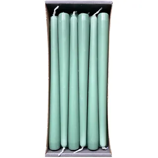 Nordring 12 Stück Spitzkerzen 2,3 cm x 25 cm hoch Moosgrün – RAL-zertifiziert, tropffrei & raucharm, ca. 8 Std. Brenndauer – Tischdeko & Kerzenleuchter