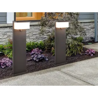 LED Außen Wegeleuchten mit Bewegungsmelder 2er SET Gartenleuchten mit Strom - Grau, Weiß