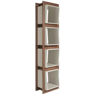 Angel Cerda Regal Walnuss-Würfelregal 50/41/200 cm , Walnussfarben, Grau , Holz, Holz , 50x200x41 cm , Wohnzimmer, Regale, Bücherregale