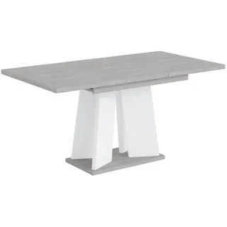 Altdecor Esstisch ausziehbar 120 -160x90x75 cm - Betonoptik K350/Weiß - Ufom , Holzwerkstoff , Rechteckig,Rechteckig , Bodenplatte , 90x75x120 cm , Esszimmer, Esstische