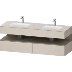 Duravit Qatego Einbauwaschtisch mit Konsolenwaschtischunterbau, 1600x550x600mm, Nische Eiche Terra, Doppelwaschtisch, QA4797035, Farbe: Taupe Matt