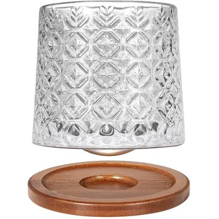 Uten Drehbare Whiskey Gläser Kristall, Wassergläser 275 ml/ 10 oz mit Bambus Untersetzer, als Cocktailbecher Kaffeetasse, Geschenk, 1 pcs, Stehaufmännchen Gläser