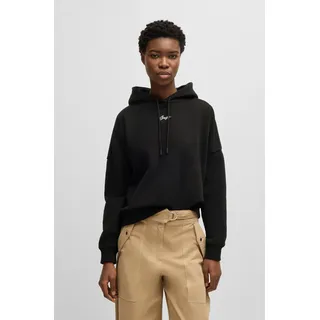 Hoodie BOSS ORANGE "Ehoody Premium Damenmode", Damen, Gr. M (38), schwarz (schwarz 001), Sweatware, Obermaterial: 100% Baumwolle, unifarben, normal, angesetztes Bündchen, Sweatshirts Hoodie, mit gesticktem Logo
