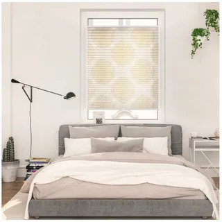 Lichtblick Plissee Klemmfix, ohne Bohren, blickdicht, Stripy Boho Drop India« blickdicht freihängend, beige