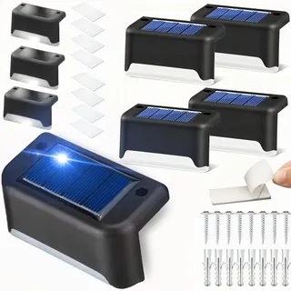 8 Stück LED Solarleuchten Zaunleuchte Wandlampen Gartenleuchte Außen Treppen Lampe, Solar-Zaunleuchte Schwarz Retoo