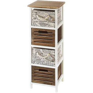 Kobolo Kommode Schubladenkommode Holzregal Regal - 4 Schubfächern - 82 cm - Standregal Aufbewahrung Einrichtung Deko Bücherregal Shelf Kleinmöbel Home