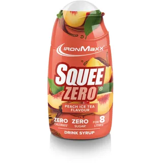 IronMaxx SqueeZero - Peach Ice Tea 65ml Sirup, Erfrischendes Geschmackserlebnis für 8 Liter, Zuckerfrei und Kalorienfrei in 100ml verzehrfertigem Getränk