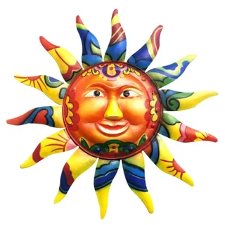 SagaSave Wanddeko Sonne 12,8 x 12,8 x 0,39 Inch Metal Wall Sun Decor Gelb/Orange/Lila 3D Kupfer Eisen Innen Außen Garten Geschenk Idee Wandschmuck Wand Deko Dekoration 1 Stück