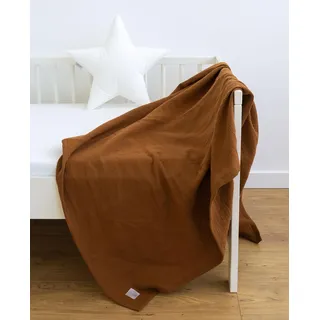 LOOLAY Musselin Decke 150x200cm – 100% Europäische Baumwolle – Leicht Atmungsaktiv – musselindecke Sommer für Kinder – Wickeldecke, Reisedecke und Strandtuch (Karamell)