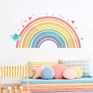 HGDESIGN® Wandtattoo Wandaufkleber Wandsticker Große Regenbogen Rainbow Kinderzimmer Babyzimmer Kind Baby Mädchen Wanddeko