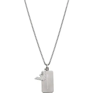 Emporio Armani Herren-Edelstahl-Halskette mit Karabinerverschluss, Glänzendes Silber
