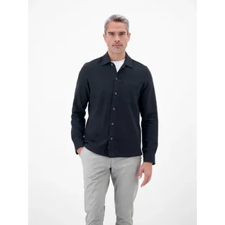 Langarmhemd LERROS "Overshirt aus 100 % Baumwolle, unifarben", Herren, Gr. M, Normalgrößen, schwarz (classic navy), 100% Baumwolle, Hemden Langarmhemd
