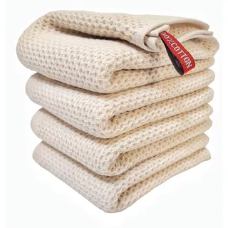 ANEWAY Küchentücher, 100% Baumwolle, Waffelgewebe, Geschirrtuch zum Reinigen von Geschirr, extra saugfähig und weich, Geschirrtuch, 33 x 71 cm, Beige, 4 Stück
