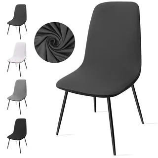 Stuhlhussen 6er Set, Stretch Stuhlbezug Esszimmerstühlhussen Universal Stuhlhussen Abnehmbarer Waschbarer Stuhlabdeckung für Esszimmer,Hotel,Bankett,Hochzeit,Partys Deko(C-Dunkelgrau,6er Set)