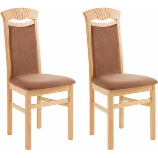Home affaire Esszimmerstuhl »Franz« (Set) 2 Stk.strapazierfähige Microfaser, Gestell Buche natur oder weiß, Holzstuhl, braun