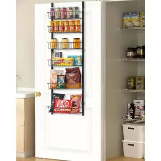 Vevor Speisekammer-Organizer, 6-stöckige Speisekammer-Organisation und Aufbewahrung, robustes Gewürzregal aus Stahl, verstellbare Wand-Gewürzregale, für Zuhause, Küche, Waschküche, Badezimmer, Schwarz