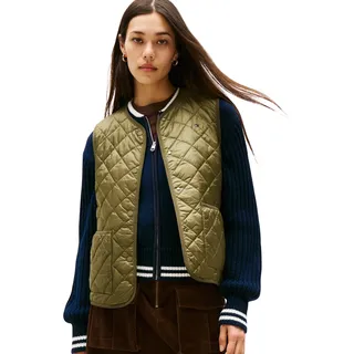 Tommy Hilfiger Damen, Weste Padded Quilted Steppweste, Grün utility olive, XS