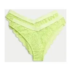 Womens B by Boutique 2pk Cleo Lace Miami Knickers - Lime Mix, Lime Mix - XS