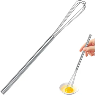 Schneebesen Klein,Kleiner Schneebesen Mini,Silber Edelstahl Rührbesen Lang 26.5cm,Robuster Quirl Küchenhelfer für Tassen Mischen,Aufschäumen,Sahne Schlagen und Rühren,Spülmaschinengeeignet