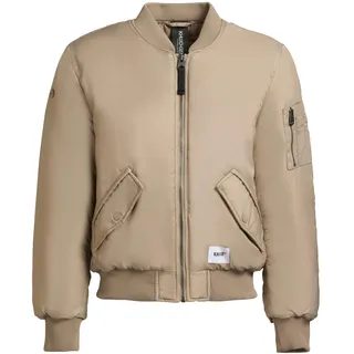Bomberjacke KHUJO "Bomberjacke Kasia", Damen, Gr. L, beige (bomber beige), Obermaterial: 100% Nylon NY.  Obermaterial: Futter: 100% Polyester PES. 100% Polyester PES., oversize hüftlang, Ärmel ohne Ärmelschlitz Rippstrickbündchen, Jacken Bomberjacke, Modische kurze Damen Winterjacke