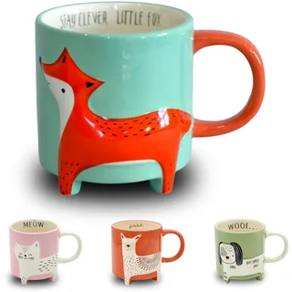 Winkee - Cute Animal Kaffeetasse Fuchs Felix I Die süße Herbst Tasse I XXL Tasse ca. 500 ml I Cute Coffee Mug
