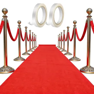 DASIAUTOEM Roter Teppich Läufer Landebahn Teppich, 1x10m Rutschfester Red Carpet Empfangsteppich, für Hochzeit Teppich VIP Event Gangläufer Empfangs Messe Meterware für Party, Zeremonie Hochzeit