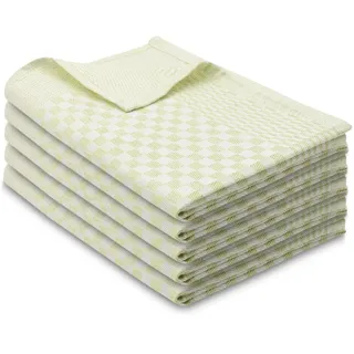 ZOLLNER 5er Set Geschirrtücher Baumwolle in 46x70 cm - super saugstarke und robuste Küchentücher – waschbar bis 60°C – in grün kariert - Gastronomiequalität - Oeko Tex® Zertifiziert