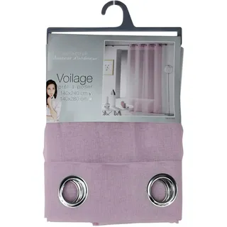 Douceur d'Intérieur Ösenvorhang, 140 x 280 cm, Etamin, Crash Telma, Rosa, Polyester, 140L X 280H cm (1 Panneaux)