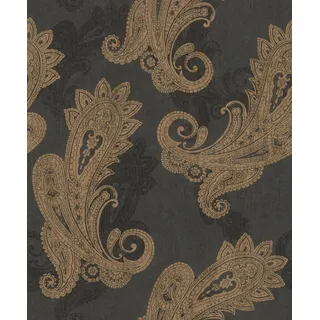 Rasch Vliestapete Schwarz Gold Metallic Ornamente Indisch 746464