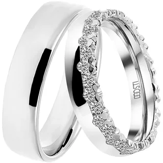 Trauring DOOSTI "Schmuck Geschenk Silber 925 Trauring Ehering Partnerring LIEBE" Gr. 48, silber (silberfarben), Fingerringe, Damen, 48,mit Zirkonia, Silber 925 (Sterlingsilber), 5mm, Trauring, wahlweise mit oder ohne Zirkonia
