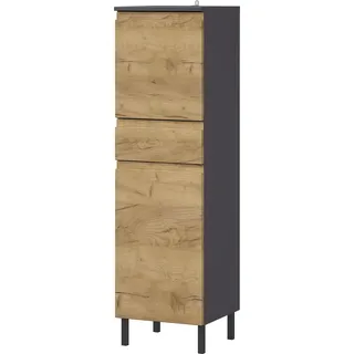 Midischrank GERMANIA "Scantic", grau (graphit, grandson, eiche, nachbildung), B:34cm H:120cm T:34cm, Holzwerkstoff, MDF, Schränke, Midischrank, mit griffloser Optik