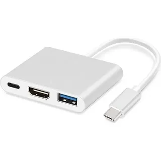 Adapter für TV Monitor 3in1 Hub USB - C, USB 3.0, HDMI 4k - Weiß KP34019 - Weiß