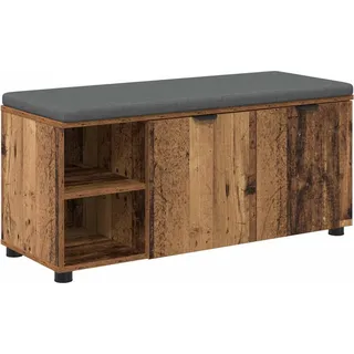 Flurbank mit Kissen mit Regal mit Tür Altholz 100 x 38 x 46 cm - Braun
