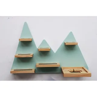 Ben'n'jen Wandregal , Naturfarben, Mintgrün , Holz , Kiefer , vollmassiv , 7 Fächer , Fsc, Reach, Bsci , Typenauswahl , Kleinmöbel