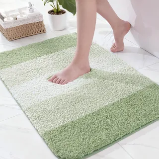 Exclusivo Mezcla Badematte Badteppich Weiche rutschfeste und Saugstarke Mikrofaser Fußmatte, Waschmaschinenfest und Schnelltrocknend für Badezimmer, Dusche und Wohnraum, 60x90 cm, Grün