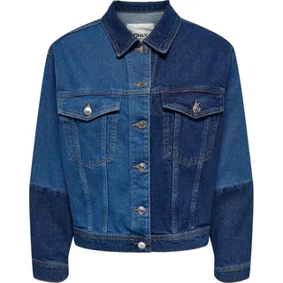 Colour Block Jeansjacke Stretch Denim Übergangs Jacket Vintage ONLKIM | XS - Blau