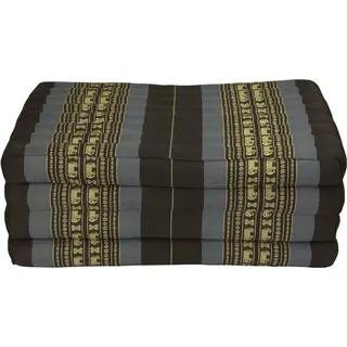 Fine Asianliving Thaimatte Faltbar Kapokfüllung 80x200x8cm XXXL Schwarz Elefant Thai Kissen Meditation Matte Matratze Kapok 301-O06 - Schwarz