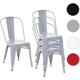4er-Set Stuhl HWC-A73, Bistrostuhl Stapelstuhl, Metall Industriedesign stapelbar ~ grau