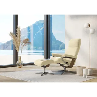 Stressless Relaxsessel "View" mit Cross Base, Größe S, M & L, Holzakzent Eiche, vanilla paloma