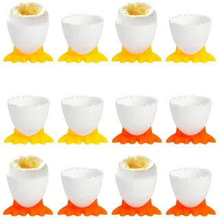 WideSmart 12 Stück Silikon Eierbecher Set, Eierkocher, Eierständer, Eierhalter, Lustig, Eierbecher Set, Silikon Eier Pochierer, Küche, Gekochte Eierhalter