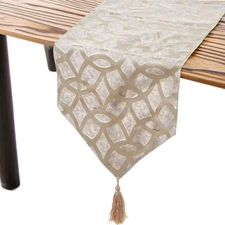 DRW Tischläufer aus Polyester, cremefarben, 30 x 1 x 180 cm