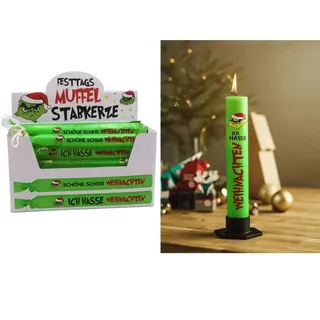 Stabkerze 19x2 cm Festtagsmuffel Motiv Weihnachten Weihnachtskerze Dekokerze
