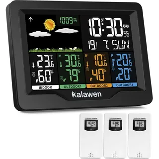 Kalawen Wetterstation Schwarz 3 Außensensoren