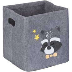 Bild Aufbewahrungsbox Waschbär, Stoffbox für Kinder, aus Filz, faltbar, Spielzeugbox, HxBxT: 33 x 33 x 33 cm,