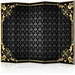 artgeist Paravent doppeltseitig , Schwarz, Goldfarben , Holz, Textil , Kiefer , massiv , Abstraktes , 225x172x3 cm , Motiv auf Vorder- und Rückseite , Wohnzimmer, Raumteiler, Paravents
