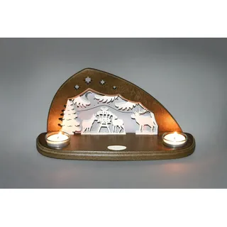 Weigla Teelichthalter »Waldtiere, Mini Schwibbogen,Tischdeko für Weihnachten,Made in Germany« Erzgebirge garantiert, Weihnachtsdeko Innen, Weihnachtsbeleuchtung, braun