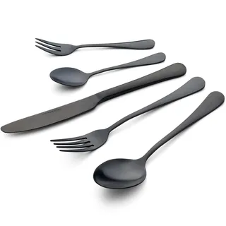 ECHTWERK Besteck-Set Sorrent für 6 Personen, 30-teilig, Besteckgarnitur in Vintage-Optik/Landhausstil, Black-Edition, Besteck aus hochwertigem Edelstahl, Tafelbesteck für den Alltag oder Festtafel