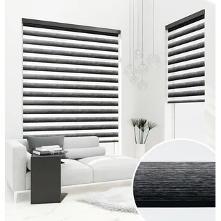 PREMIUM DOPPELROLLO BH3106 schwarz verlaufend mit Alu Kassette (45x220 cm, Kassettenfarbe: schwarz) - Schwarz