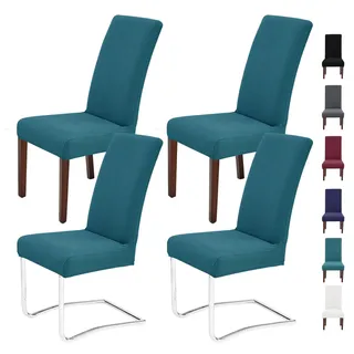 Litrue Stuhlhussen 4er Set Stuhlbezug Schwingstühle Abnehmbarer Waschbarer Stuhlüberzug Stretch Hussen Stühle Schutz für Esszimmer Küche Hotel Bankett Hochzeit (Grün)